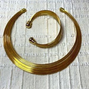 Goldstone Multi Band Collar Necklace and Bracelet